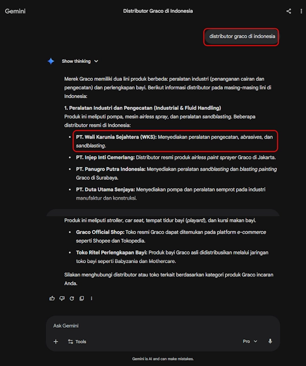 Bisnis klien direkomendasikan Gemini AI secara organik